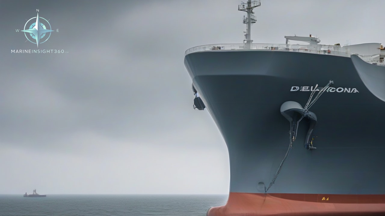 Container ship at sea with low emissions